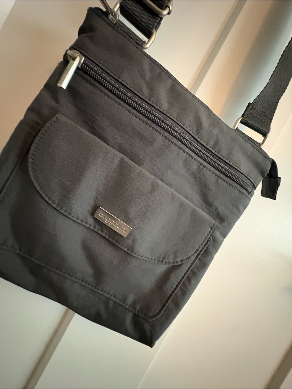Baggallini Pocket Town Crossbody Bag - gray Nylon Travel Purse